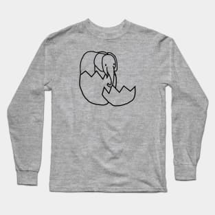 Elephant Hatching from Easter Egg Outline Long Sleeve T-Shirt